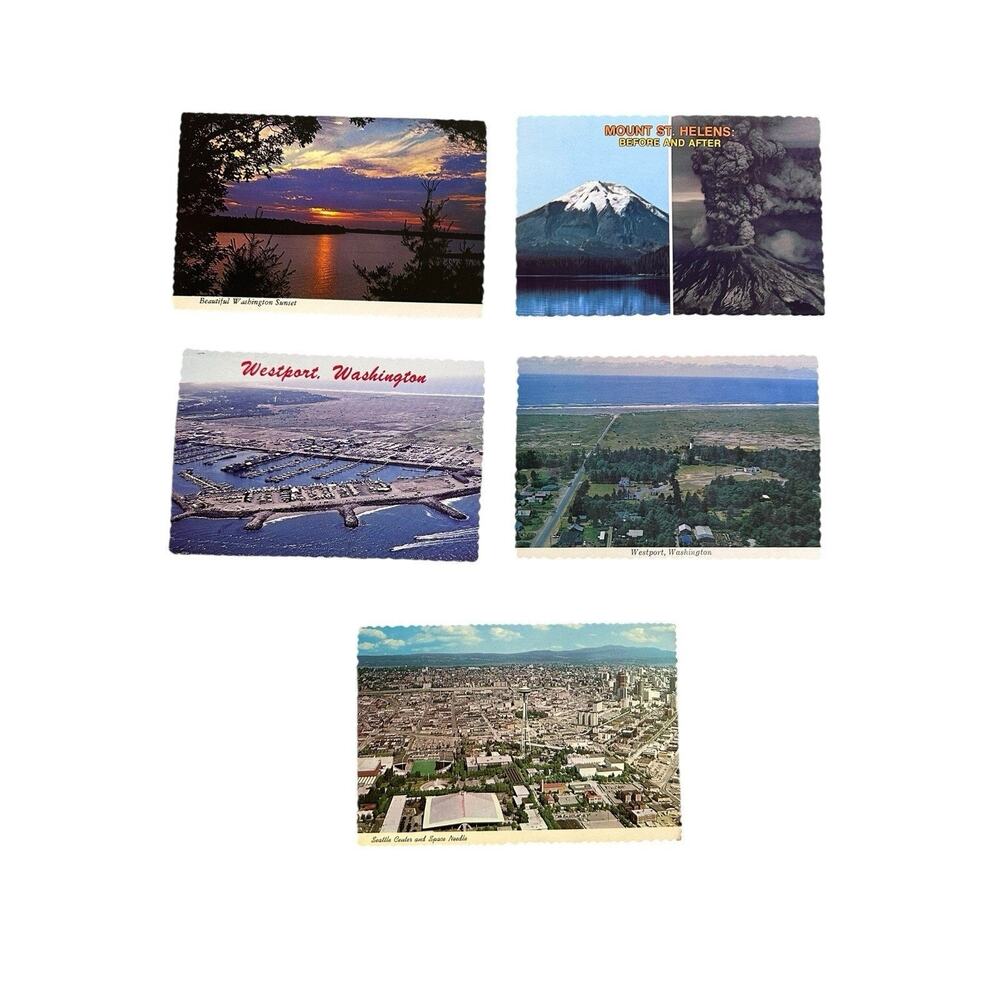 Lot of 5 Vintage Scenery Nature Scalloped Edges Postcards